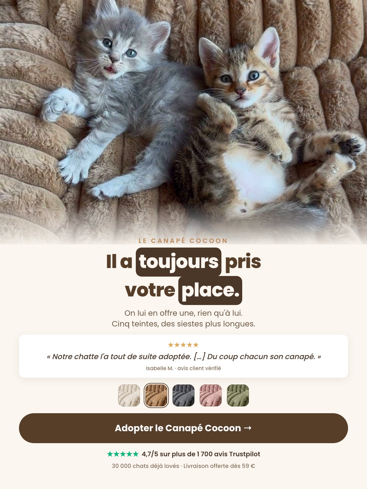 Hero Canape Cocoon mobile 4,7 sur 1700 avis
