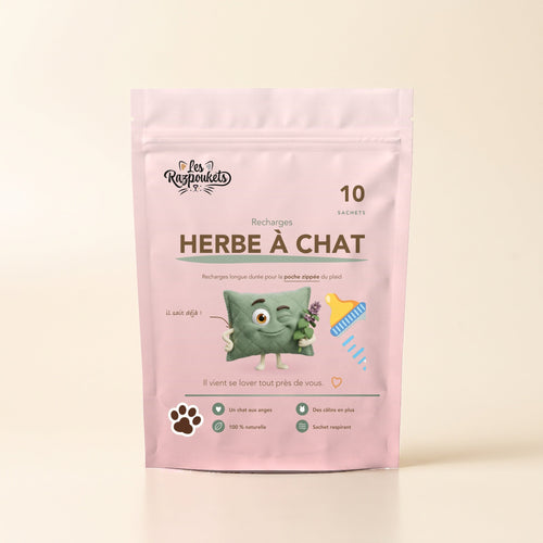 Les Recharges Ronron, dix mini-sachets d'herbe à chat