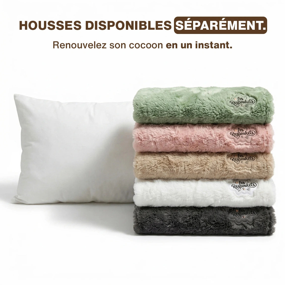 Coussin Cocoon — broderie patch Les Razpoukets®