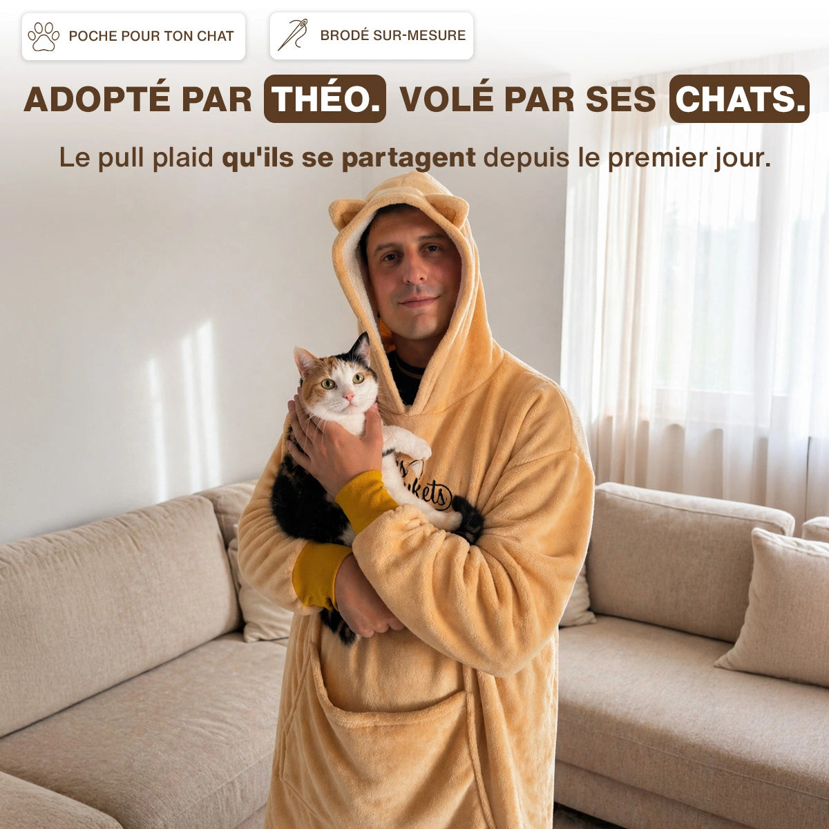 Pull plaid adulte personnalisé brodé prénom — Les Razpoukets®