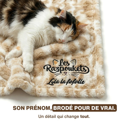 Plaid Cocon personnalisé chat — broderie cousue main
