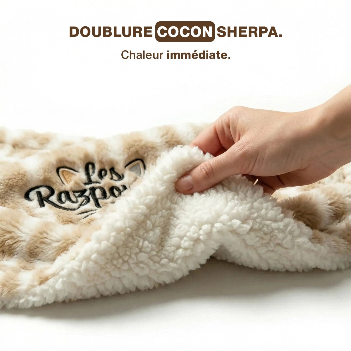 Plaid Cocon pour chat — détail tissage double face