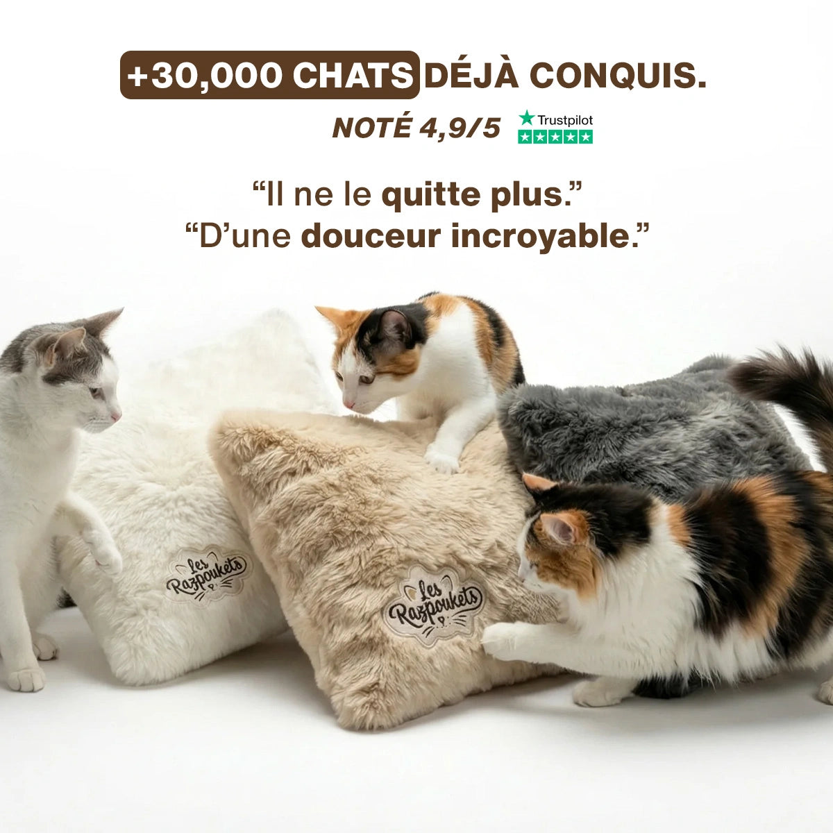 Coussin Cocoon Razpoukets® — fourrure microfibre douce