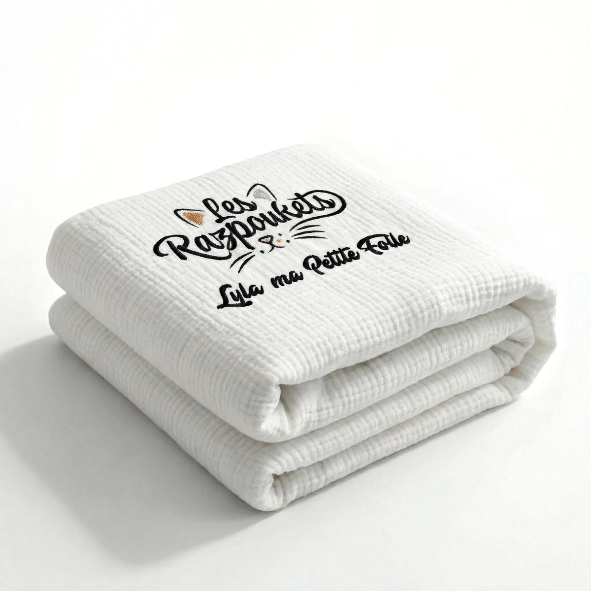 Plaid coton perso chat — taille 2XL 190×210 cm