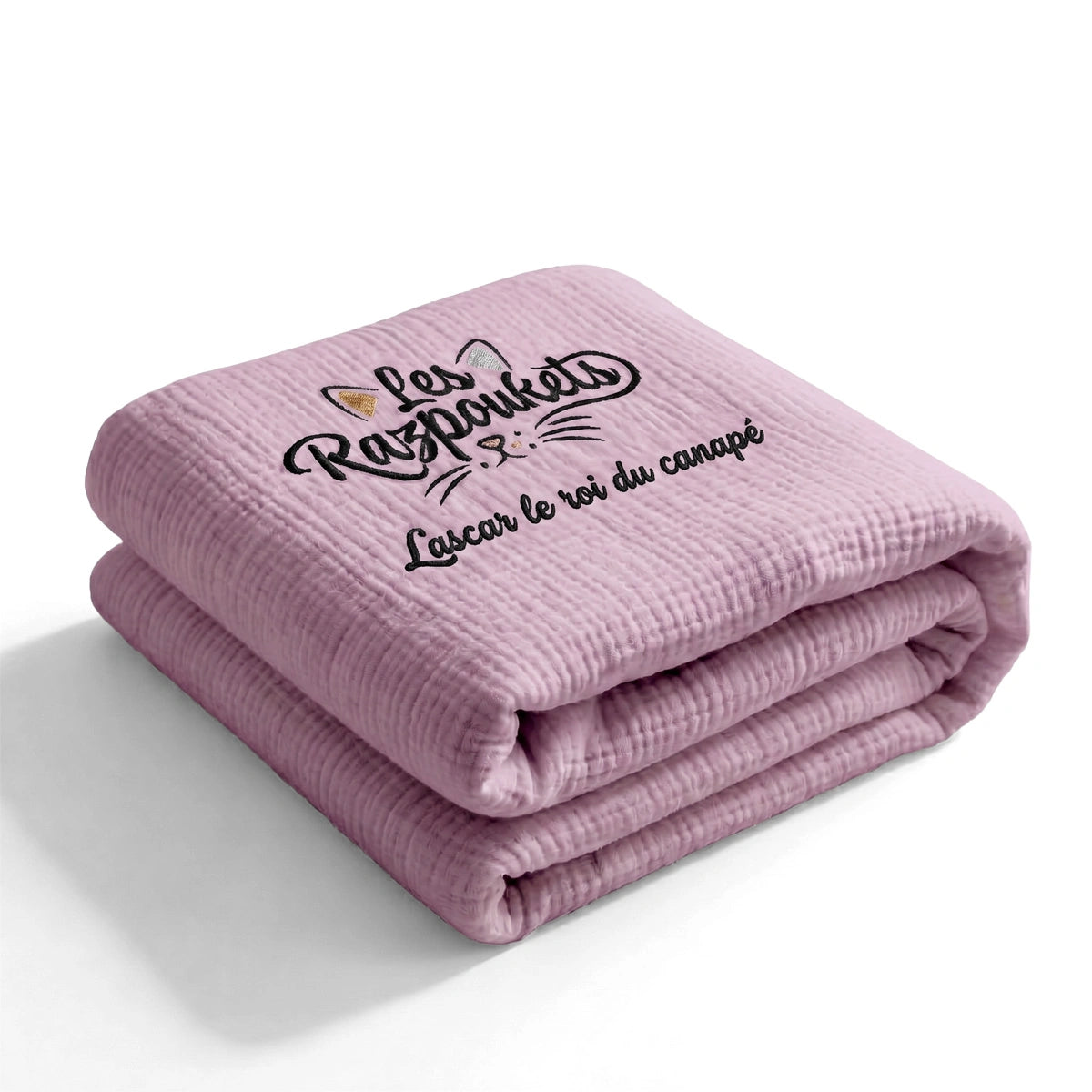 Plaid mousseline coton personnalisé — 5 coloris au choix