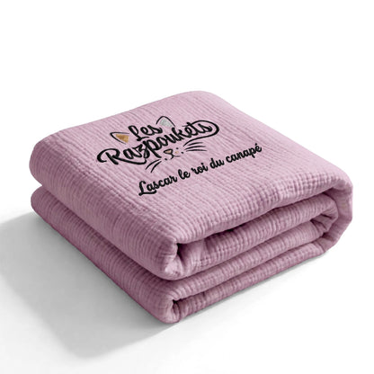 Plaid mousseline coton personnalisé — 5 coloris au choix