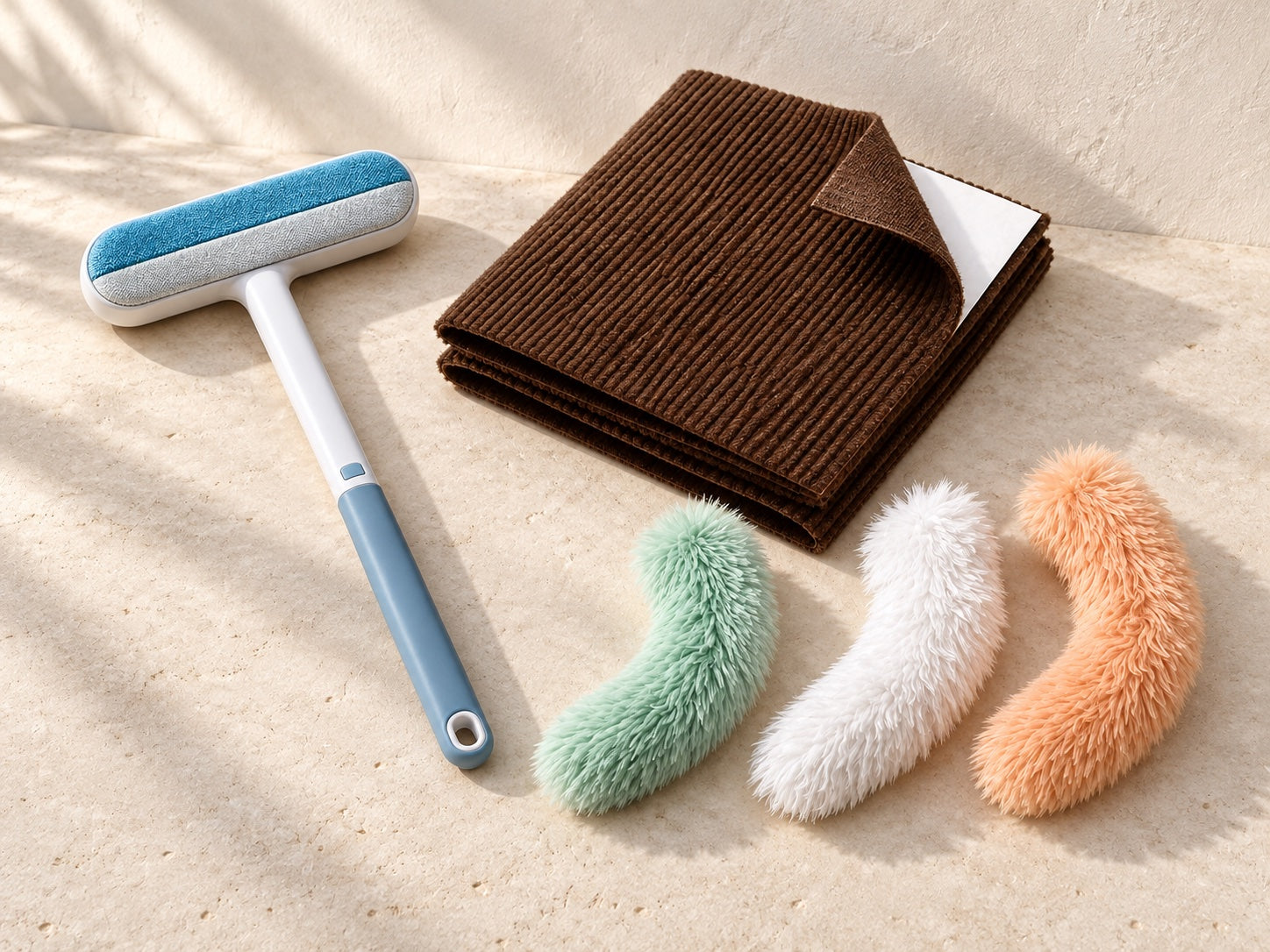 Brosse 4 en 1, griffoir brun et trio de jouets à l’herbe à chat