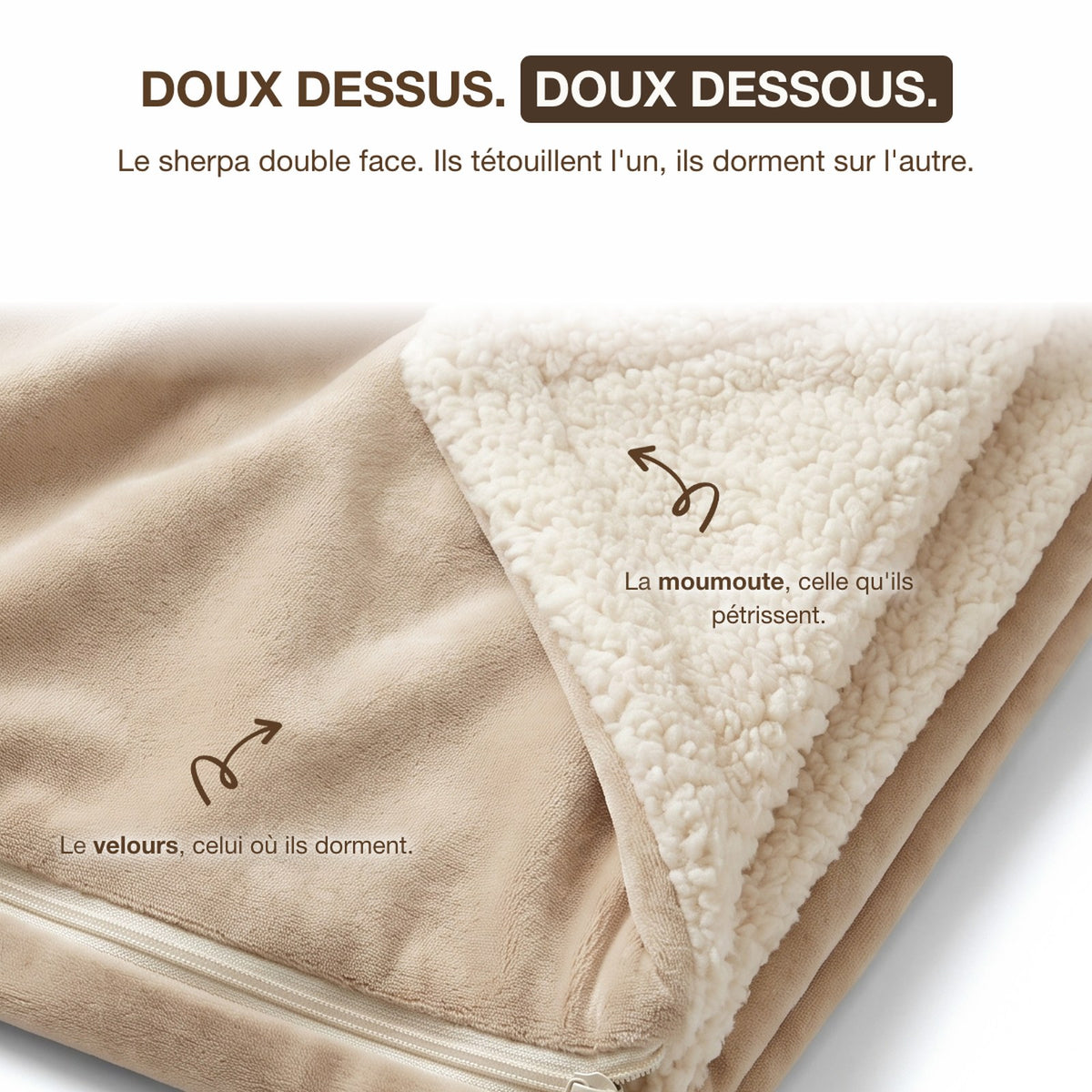 Sherpa double face, doux dessus et doux dessous