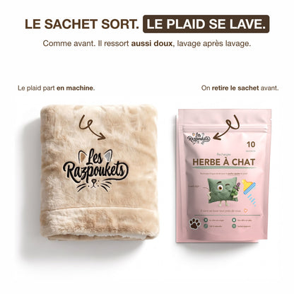 Le sachet sort, le plaid zippé passe en machine