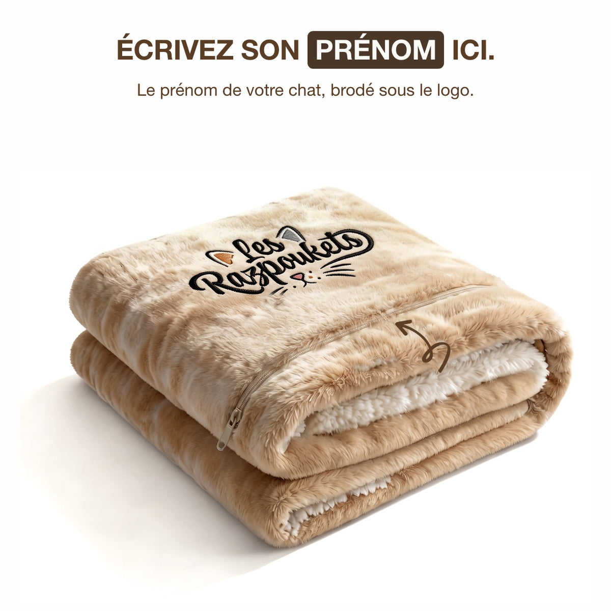 Écrivez le prénom de votre chat, brodé sous le logo