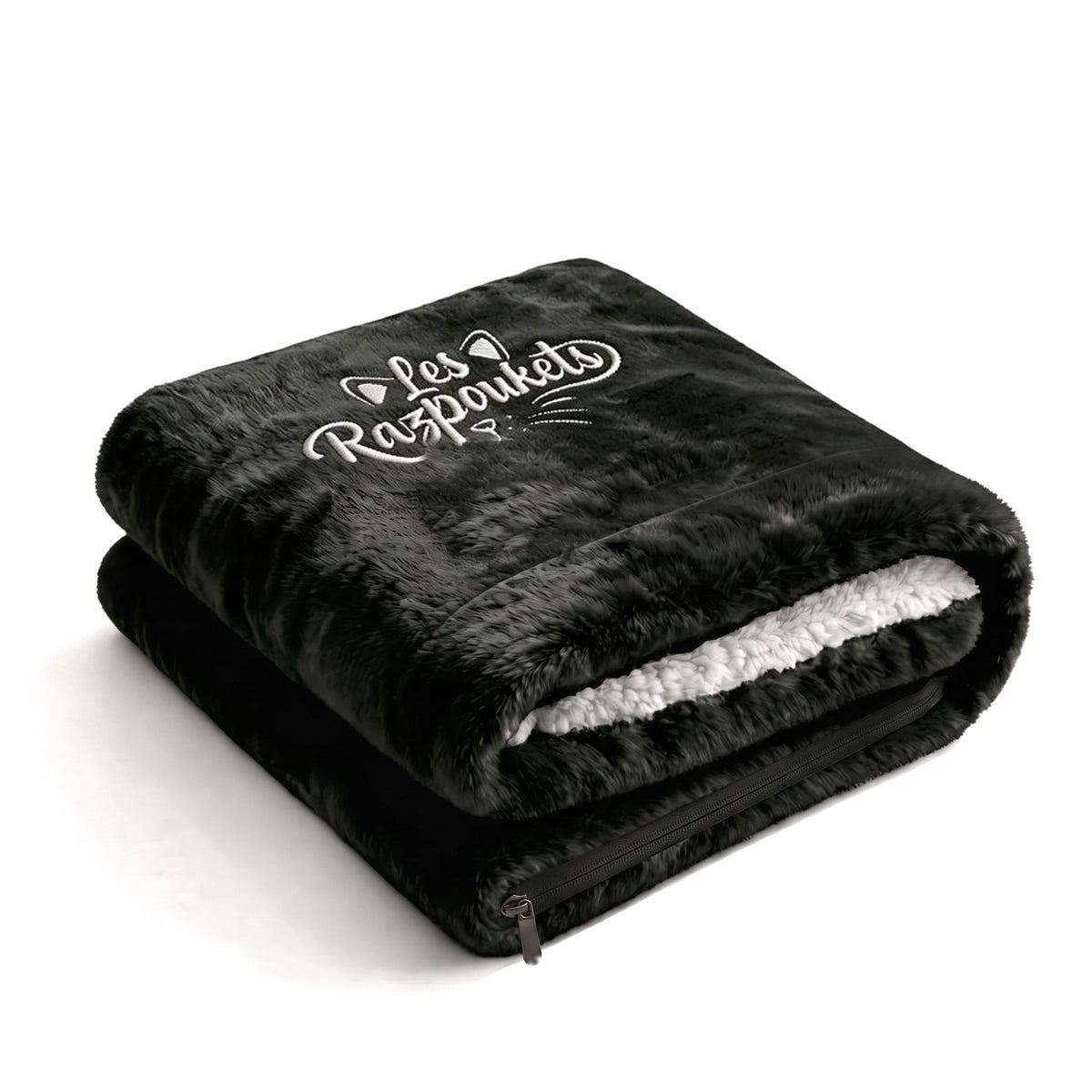 Plaid Razpoukets personnalisé zippé coloris noir, logo brodé