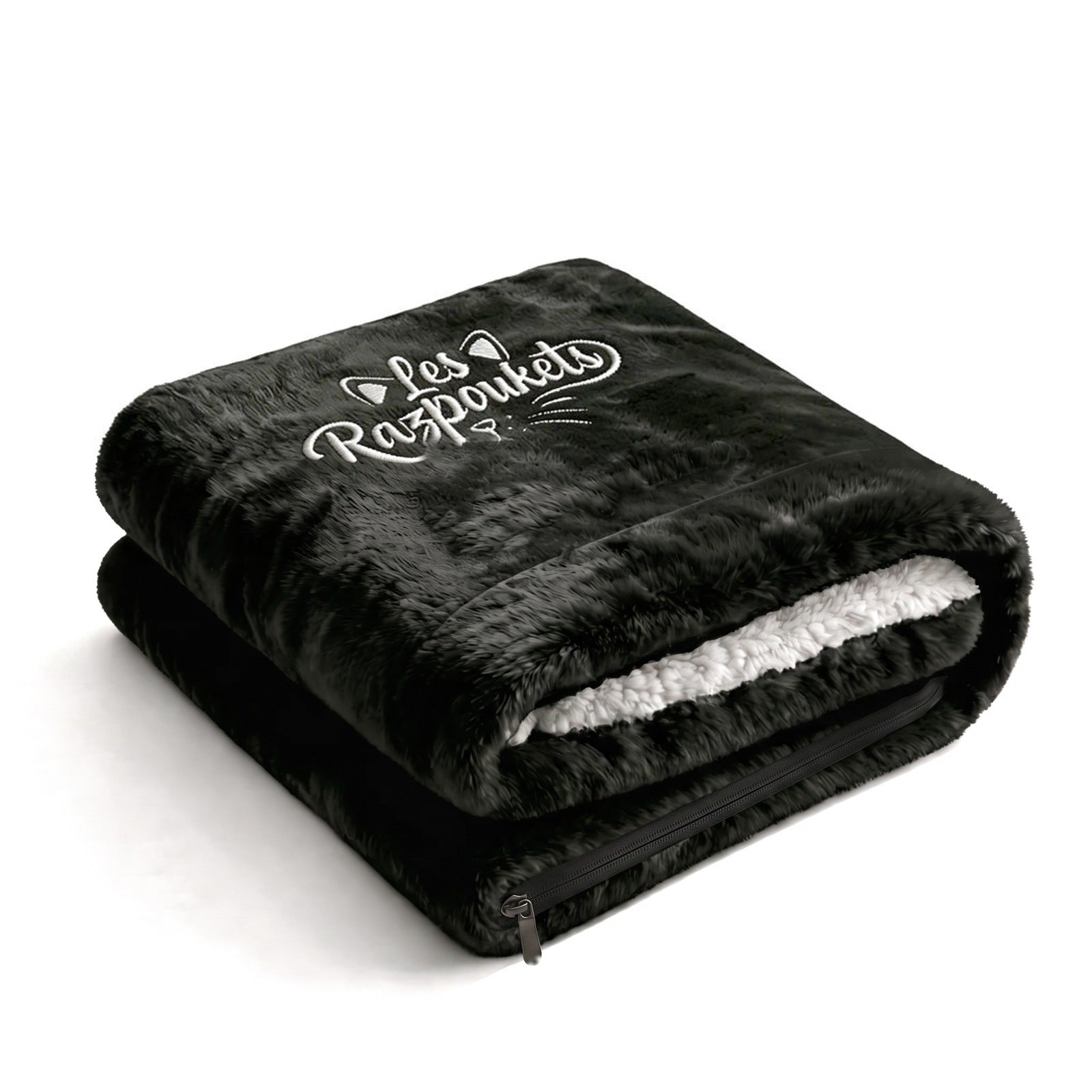 Plaid Razpoukets personnalisé zippé coloris noir, logo brodé