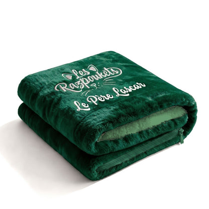 Plaid Razpoukets personnalisé zippé coloris vert émeraude, prénom brodé